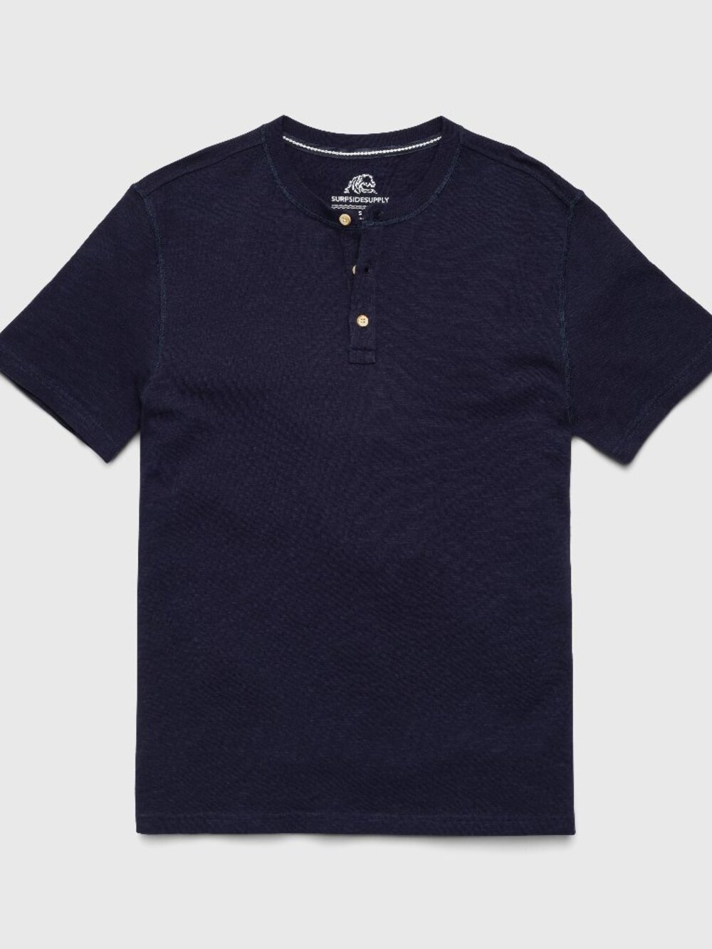 Surfside Supply Navy Cotton Slub 3 Button Short Sleeve Henley/19877